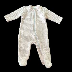 Lyda Baby Girls 3-6 Months Pink Quilted Pointelle Zip Up Footie Sleeper Pima